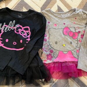Hello Kitty Kids Long Sleeve Tee Set - Black and Gray with Pink Accents size 6